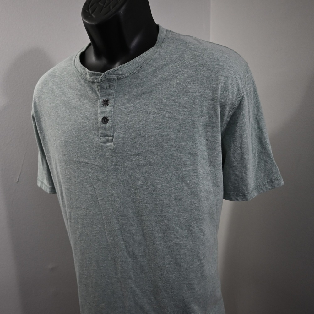 Lucky Brand‎ Henley Mens XXL Aqua Short Sleeve Cotton Blend Casual Shirt